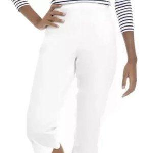 Kim Rogers Women's 14 Beige Side Zip High Rise Twill Scallop Hem Capri Pants NWT